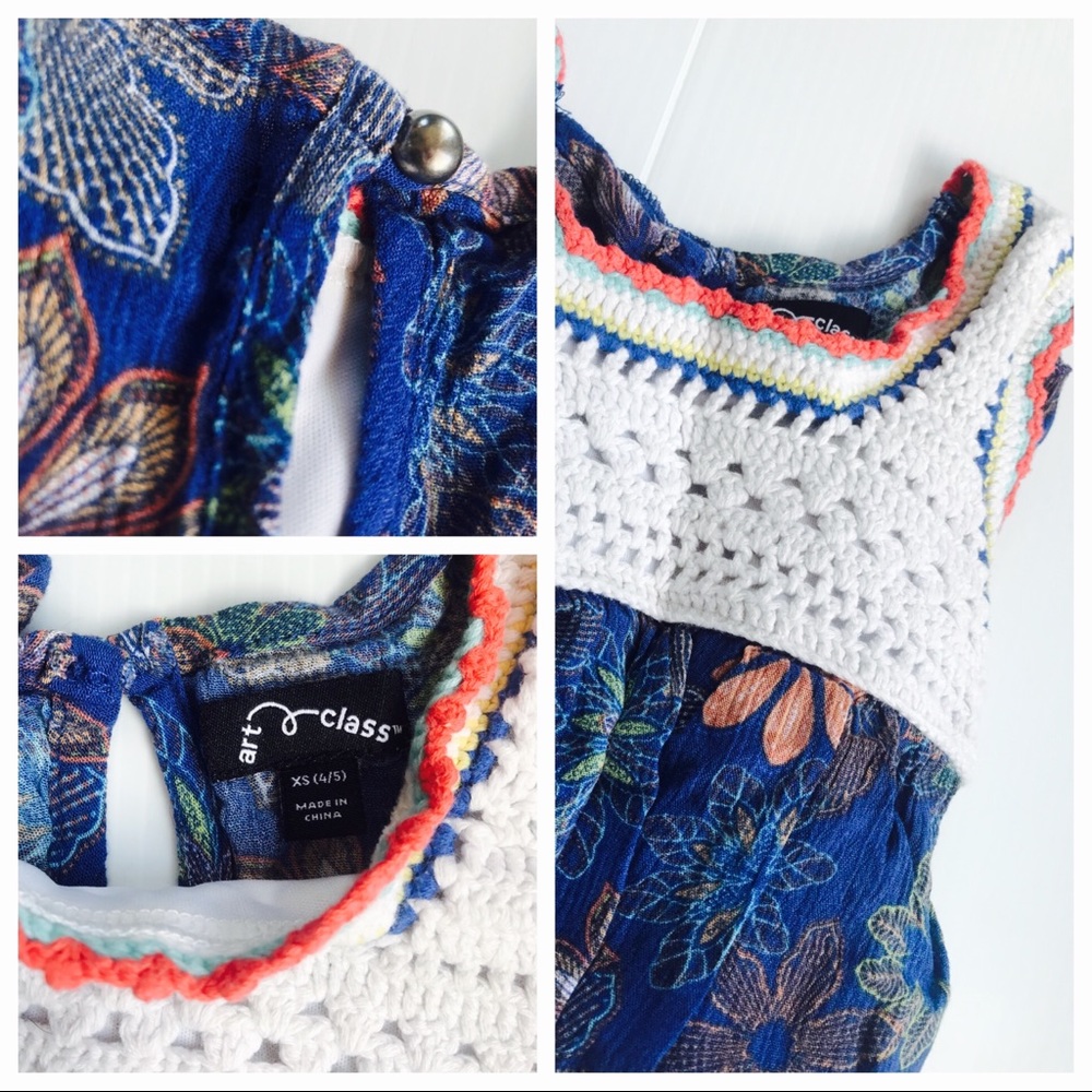Girls Art Class sz 4/5 crochet boho dress - Picture 2 of 4